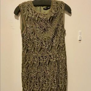 Nanette Lepore Olive Green Dress with lace overlay